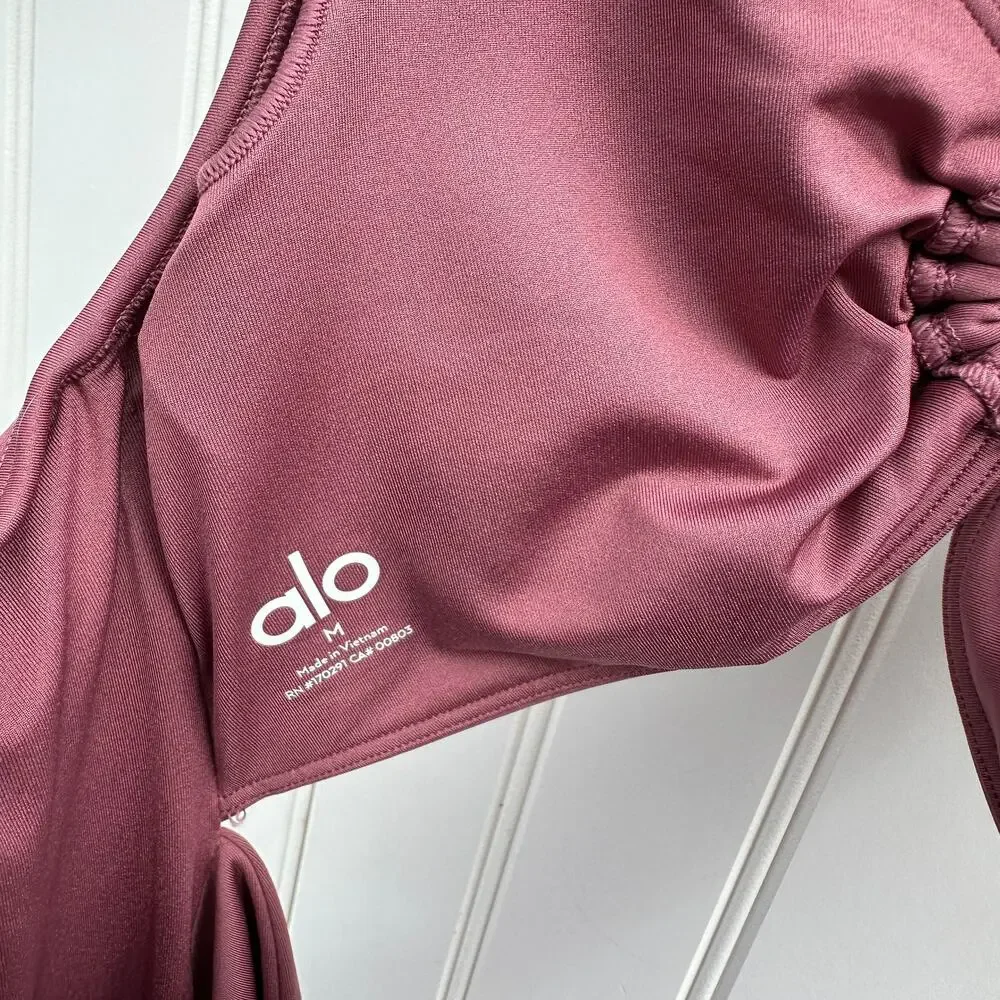 Alo Yoga Airlift A-List Onesie One Piece Jumpsuit Burgundy Truffle Size Medium M - Picture 9 of 16